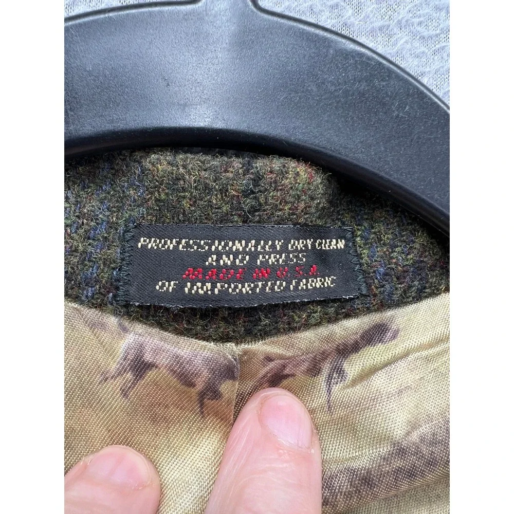 Richie Bland American Legend Blazer Sport Coat Mens 46 Lambswool Olive Plaid